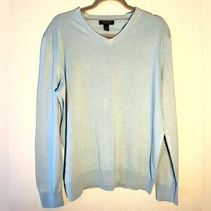 Banana Republic Silk Cashmere Luxury Blend Blue V Neck Long Sleeve Sweater Sz L